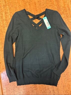 Women’s Love Ellie Crisscross V-Neck Sweater - Dark Green NWT